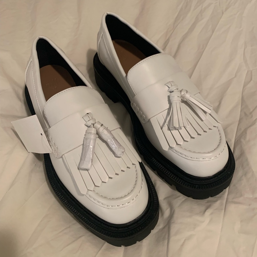 White Leather Chunky Loafers